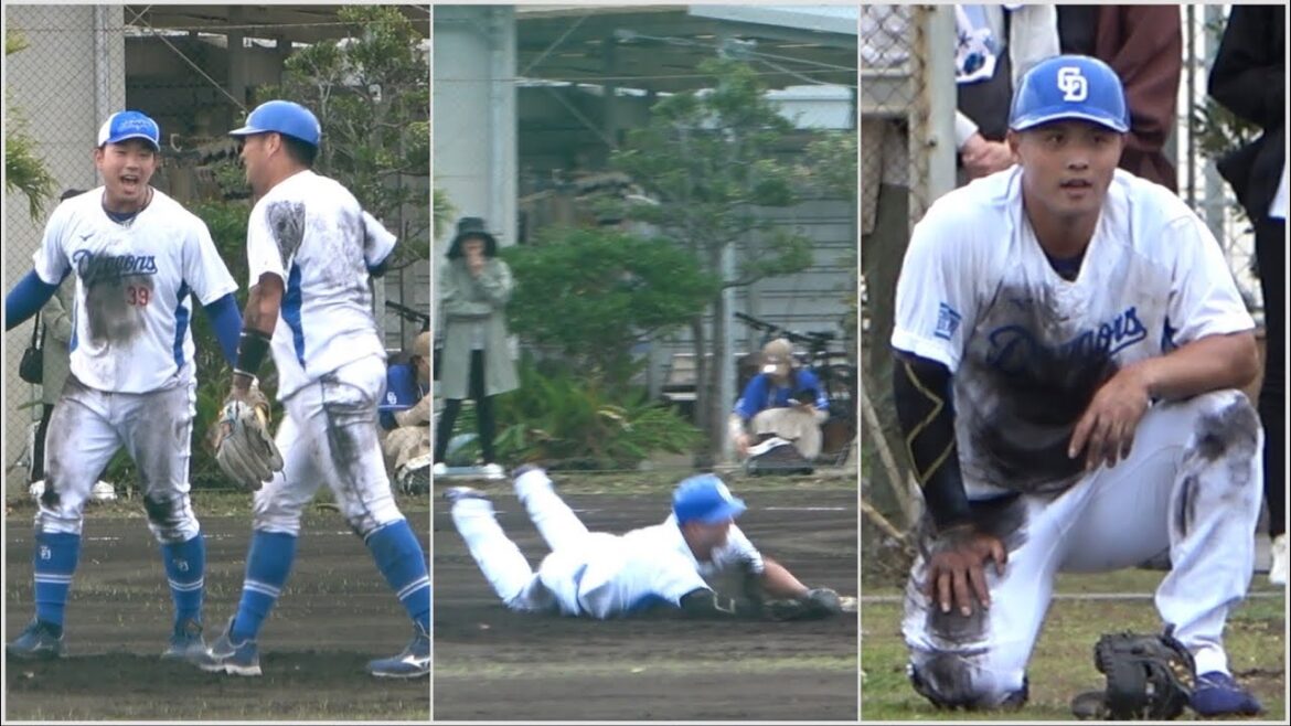 ひたすら4-6-3を繰り返す捕手陣のキツいノック、あまりのキツさに放心状態の石橋（笑） (2024/02/07)