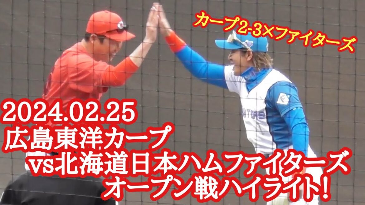 広島東洋カープvs北海道日本ハムファイターズ オープン戦ハイライト！2024年2月25日