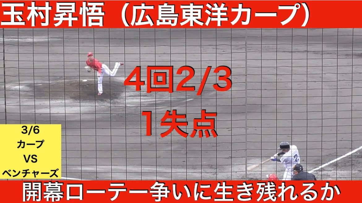 玉村昇悟（広島東洋カープ）4回2/3 1失点