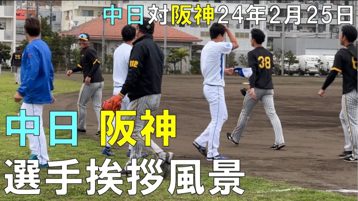 【近い】阪神タイガースナインと中日ドラゴンズナイン挨拶風景◯2024年2月25日 北谷球場
