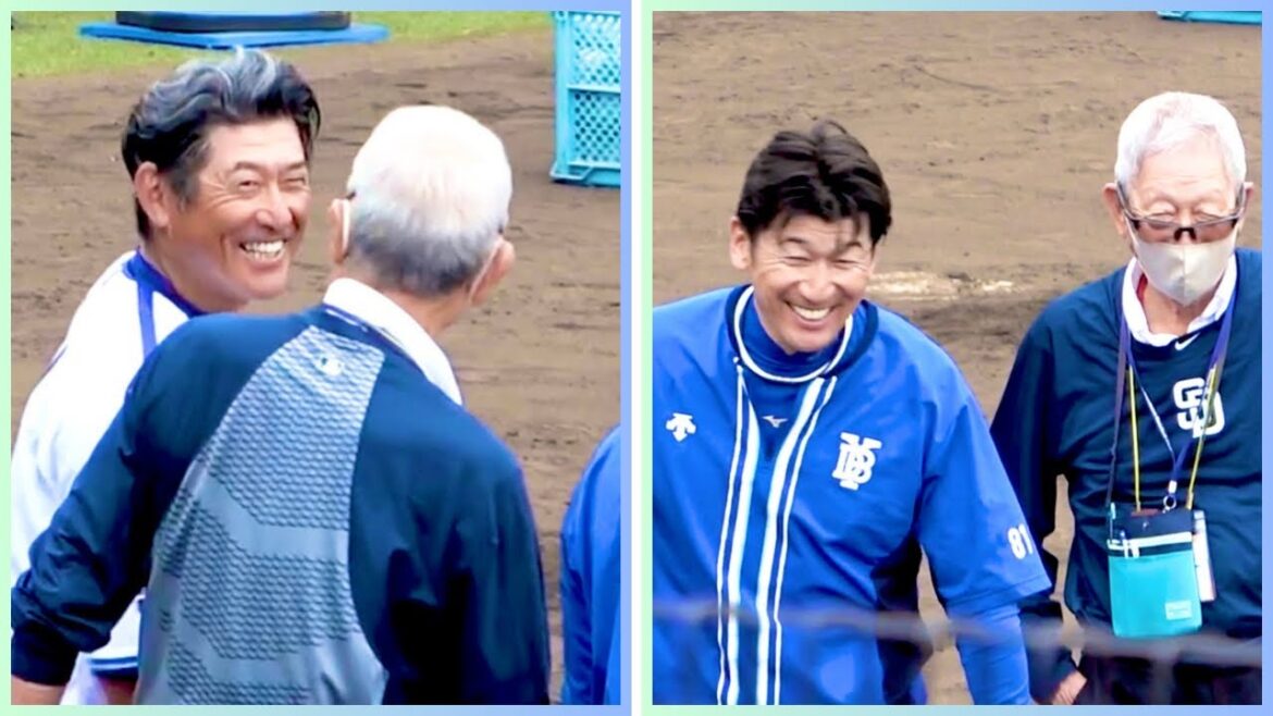 【V戦士】Deのキャンプにきた権藤さんと挨拶する三浦大輔監督と石井琢朗コーチ！ 横浜DeNAベイスターズ 2024/2/16