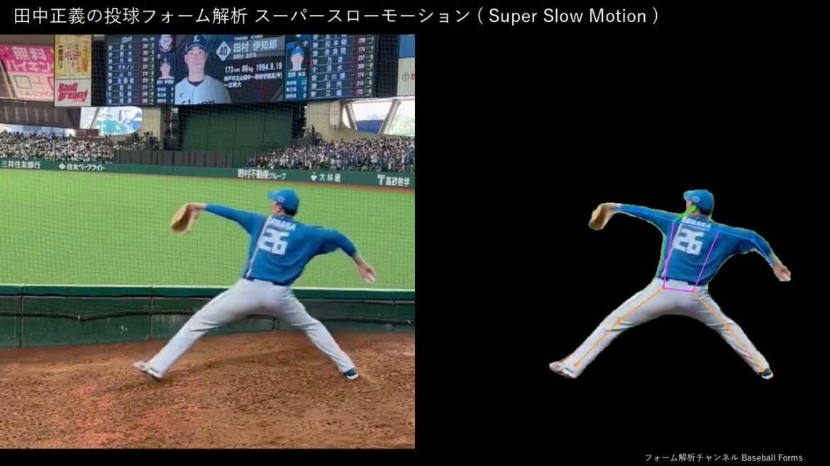 田中正義の投球フォーム解析 スローモーション 2023年 【横背面から】