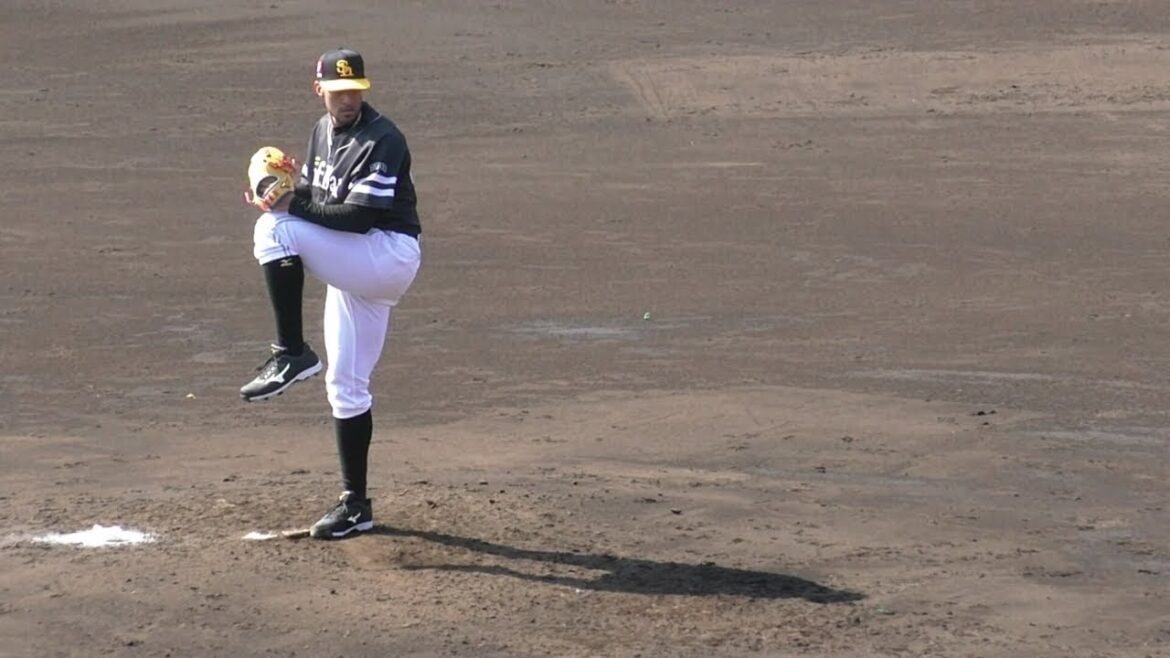 スロー映像)ソフトバンク スアレス 投球フォーム 2019.2.17