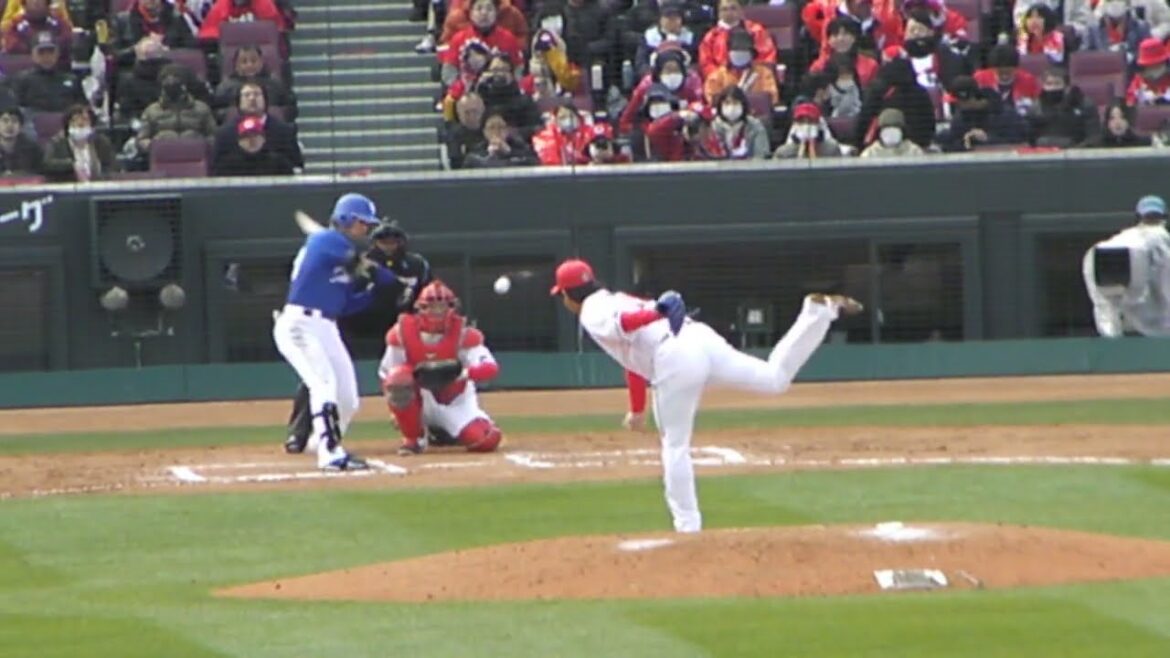 【2024 オープン戦】広島カープ 野村 祐輔のピッチングフォーム_2024030901