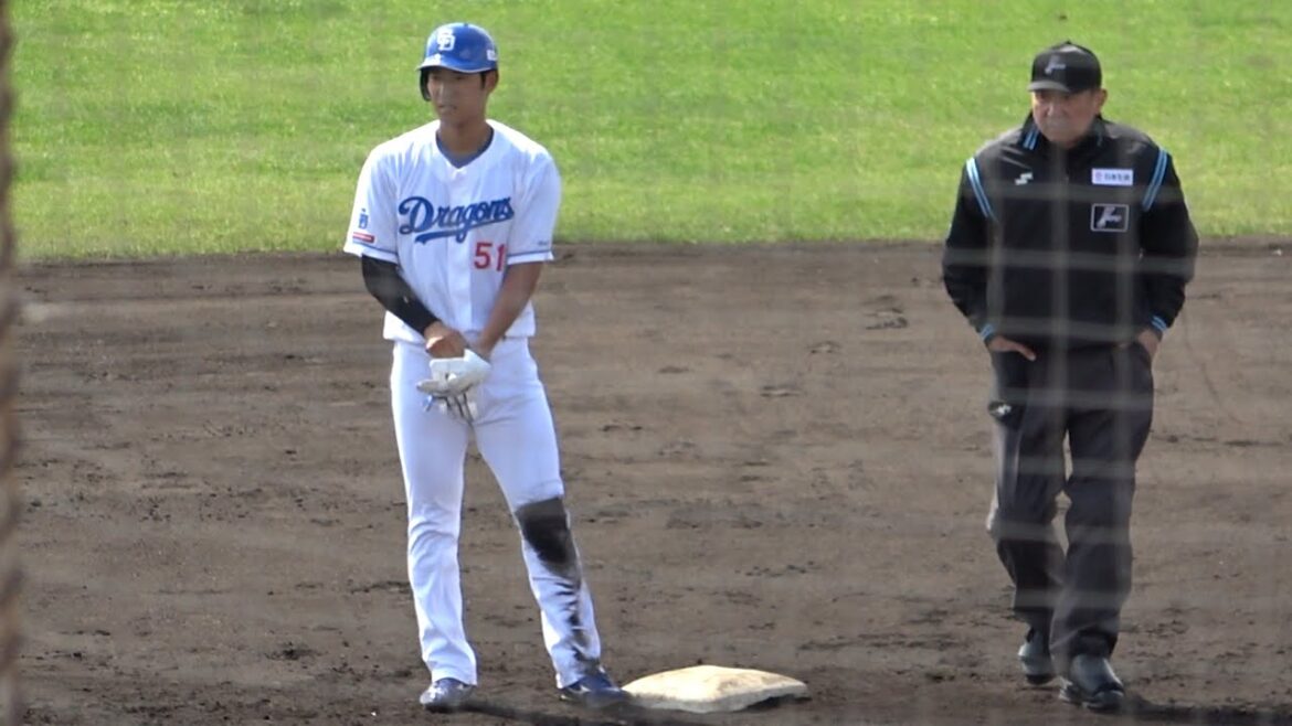 上林が根尾からドラゴンズでの実戦形式初安打！快速飛ばしたツーベース！！ (2024/02/10)