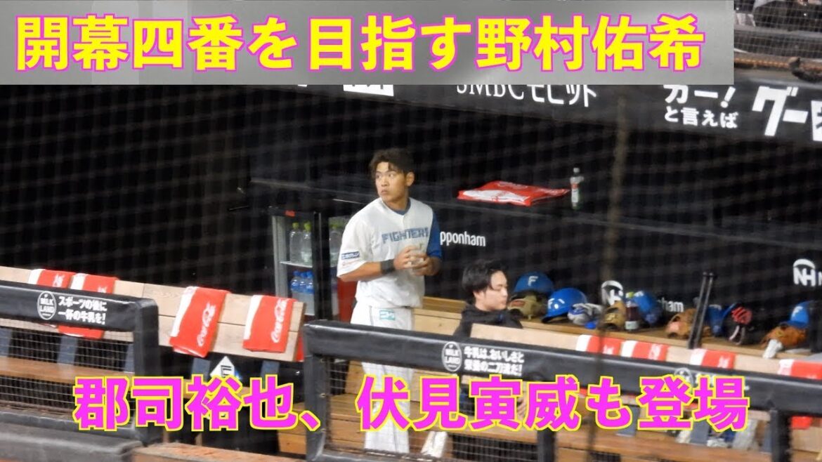 【20240314】試合前の静かなベンチの様子。野村佑希、郡司裕也、伏見寅威、スティーブンソン、