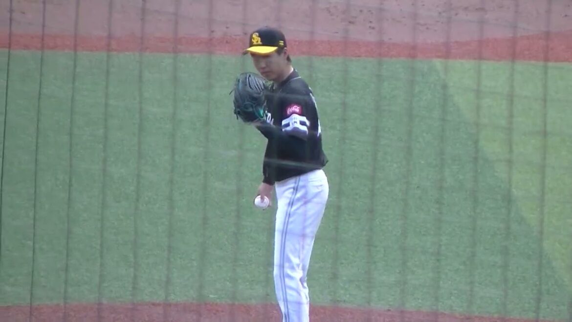 【野球選手フォーム集】ソフトバンク中村亮太の投球フォーム（2024年3月8日 オープン戦 千葉ロッテマリーンズ対 福岡ソフトバンクホークス）