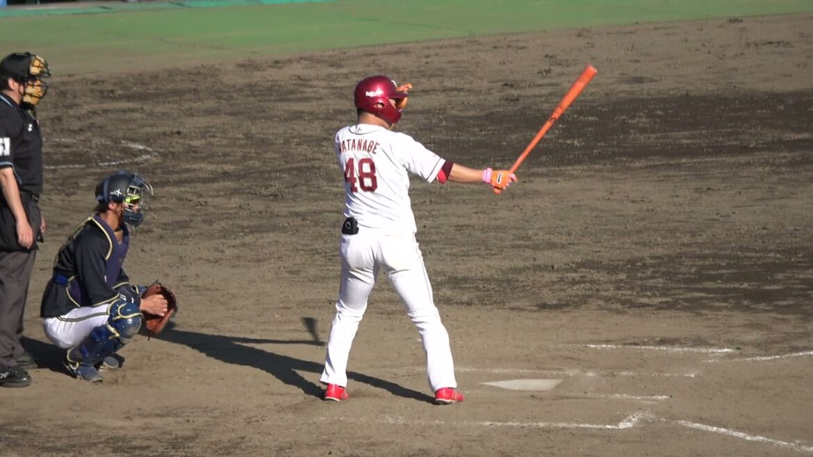 東北楽天ゴールデンイーグルス 渡邊佳明選手 第1打席 セカンドゴロ  2024/3/13 草薙球場 VS オリックスバファローズ