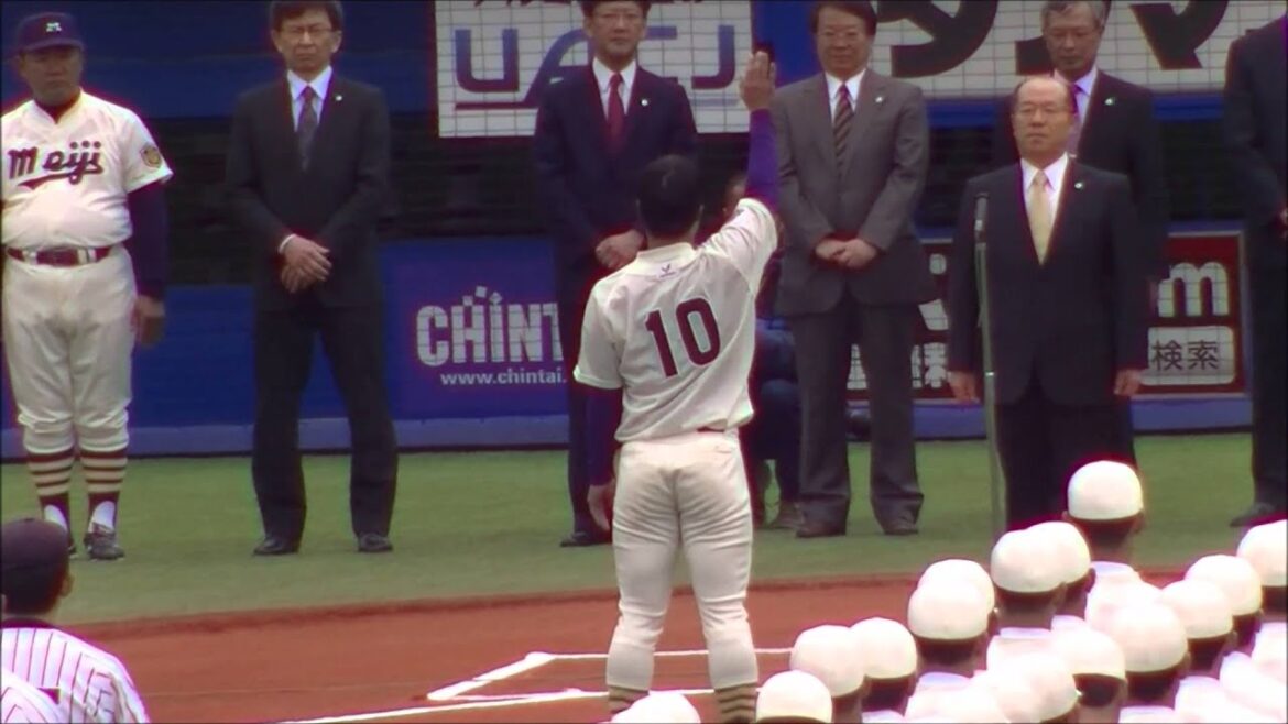 ＜ドラフト2015 阪神タイガース２位指名＞明治大学・坂本 誠志郎 主将による選手宣誓：平成27年度東京六大学野球春季リーグ戦開会式