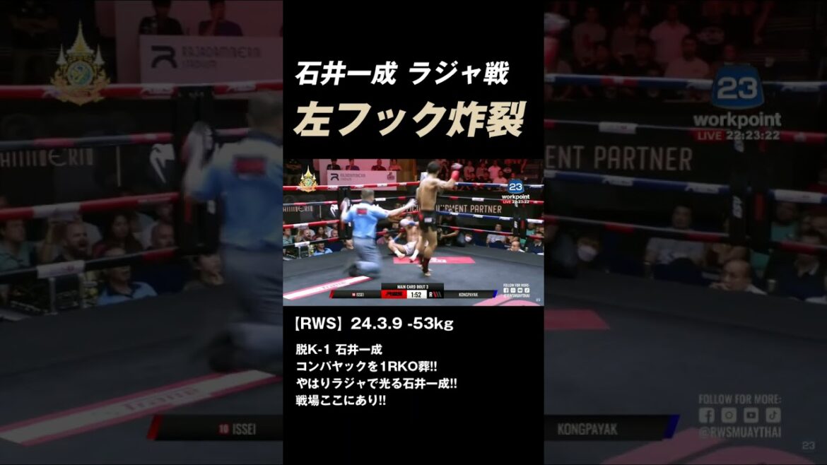 石井一成 伝家の宝刀 左フック炸裂!!!!! #K-1 #RISE #GLORY #ONE #キックボクシング