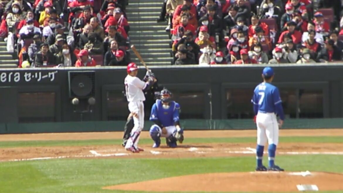 【2024 オープン戦】広島カープ 野間 峻祥のバッティングフォーム_2024030902