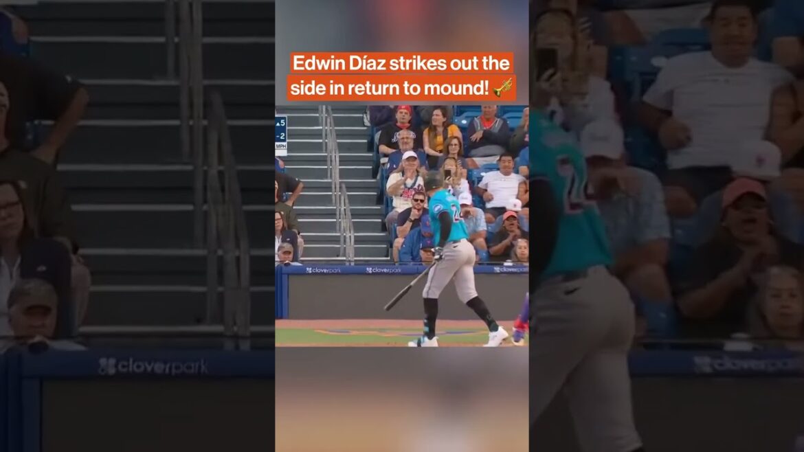 Edwin Díaz returns and strikes out the side in his Spring Training debut! 🎺