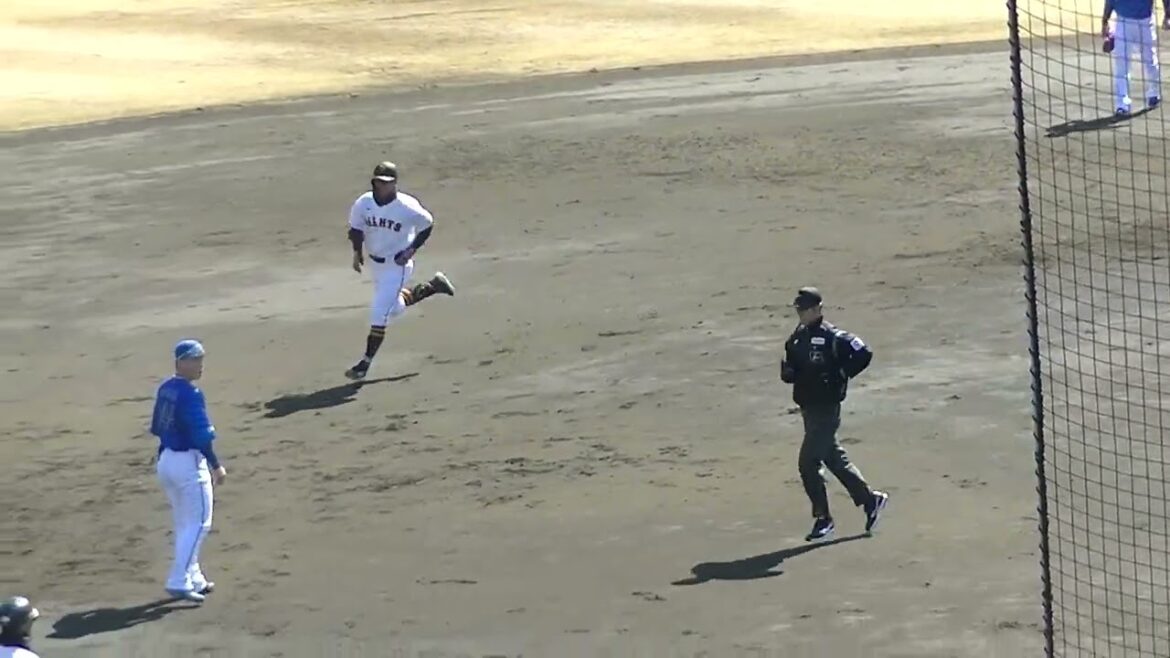 立岡宗一郎 支配下復帰アピールの打った瞬間ホームラン（2024年3月13日 教育リーグ 読売ジャイアンツ対 横浜DeNAベイスターズ）