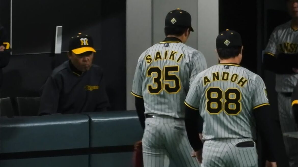 【一瞬ヒヤリ】打球直撃のアクシデントでベンチに下がる才木を心配する岡田監督【日本ハム vs 阪神】2024.3.3