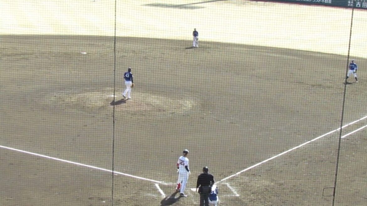 重信慎之介 内野安打かと思われたが川野涼多が上手かった（春季教育リーグ 読売ジャイアンツ対 西武ライオンズ2024年3月10日）
