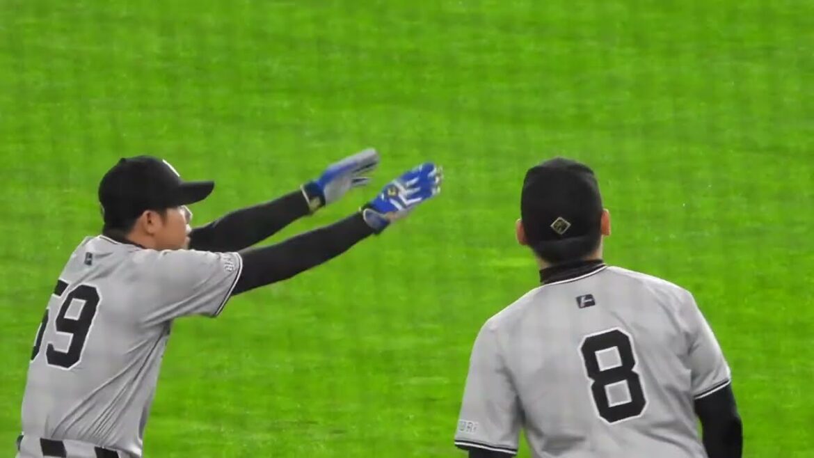 【巨人】丸塾開校？丸佳浩と松原聖弥が新球場でのウォーミングアップを開始　エスコンフィールド北海道オープン戦日ハム対巨人 2024/3/17