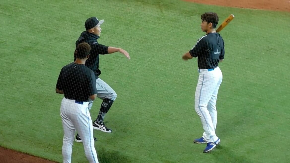 【日本ハム】松本剛選手や万波選手、若林選手他 巨人の選手やコーチと交流する様子【2024年3月16日】