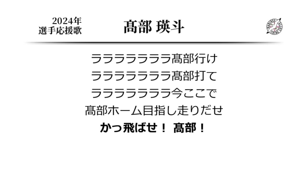 千葉ロッテマリーンズ 高部瑛斗 応援歌 [MIDI]