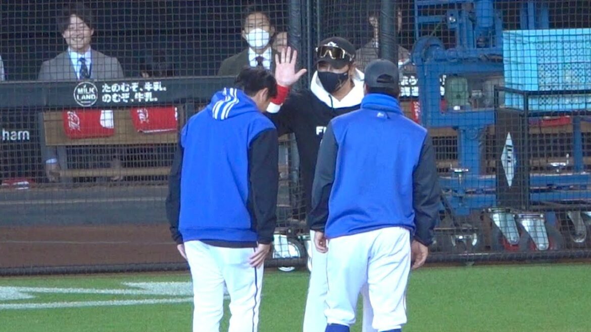 走って新庄監督へ挨拶しにいく山﨑康晃！ハイタッチも！郡司と京田の交流など 2024/03/24 横浜DeNAベイスターズ エスコン オープン戦 北海道日本ハムファイターズ戦