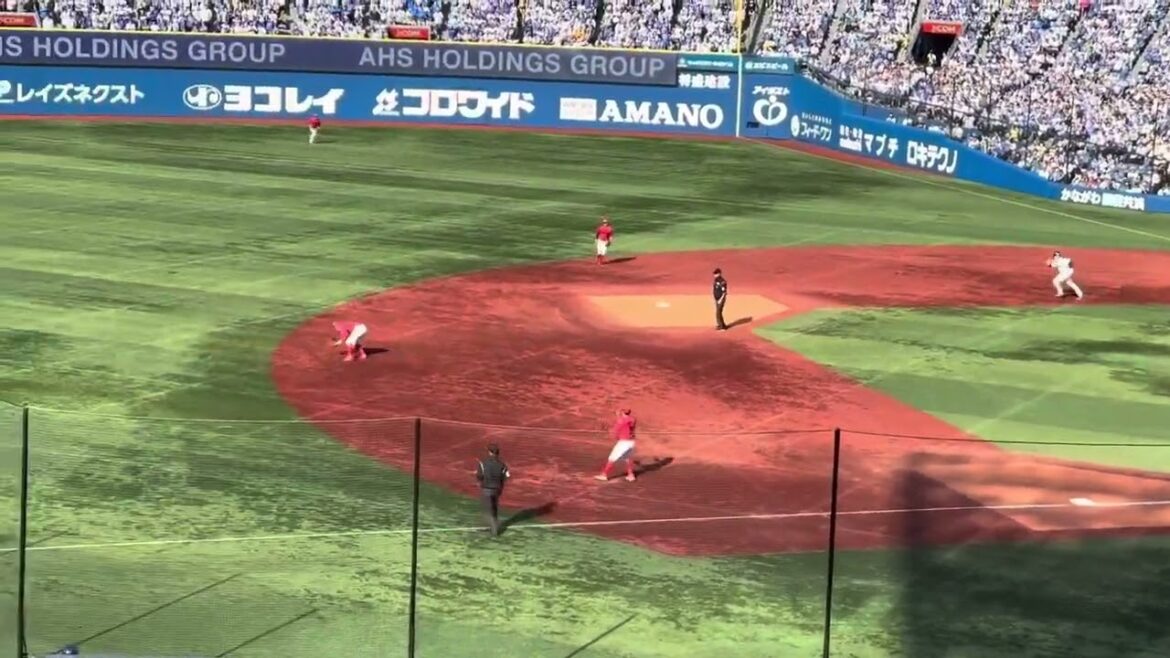 【牧秀悟】いい当たりも小園海斗の好守に阻まれショートライナー 5回裏2アウト一塁 横浜DeNAベイスターズ 2024年3月31日 広島東洋カープ アドゥワ誠