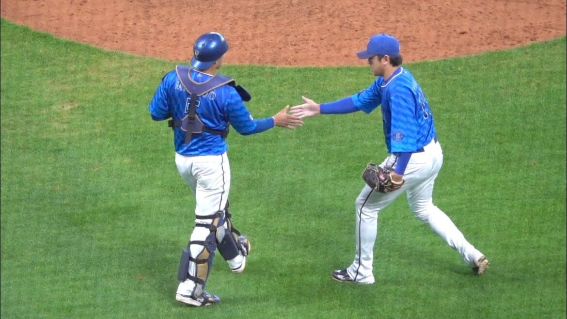 守護神へ！山﨑康晃締めて勝利のハイタッチ！2024/03/23 エスコン オープン戦 横浜DeNAベイスターズ