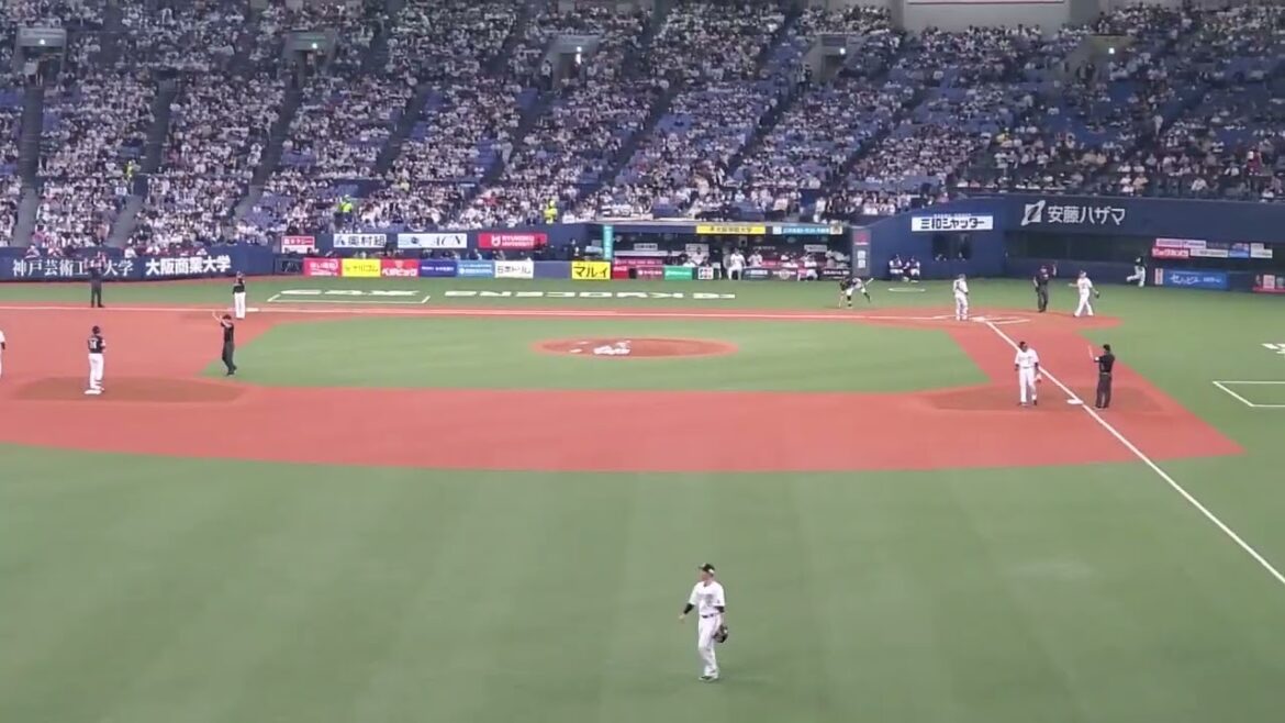 20240331【現地】栗原陵矢、勝ち越しタイムリーヒットで盛り上がるレフトスタンド　福岡ｿﾌﾄﾊﾞﾝｸﾎｰｸｽ　7回表@京ｾﾗﾄﾞｰﾑ大阪･ﾚﾌﾄ外野下段