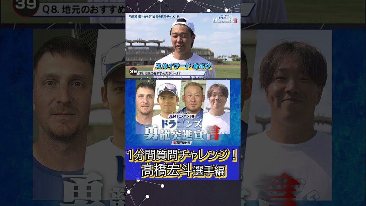 【髙橋宏斗選手編】1分間質問チャレンジ！【JEMTCスペシャル ドラゴンズ勇龍突進宣言】#ドラゴンズ #プロ野球 #shorts #高橋宏斗