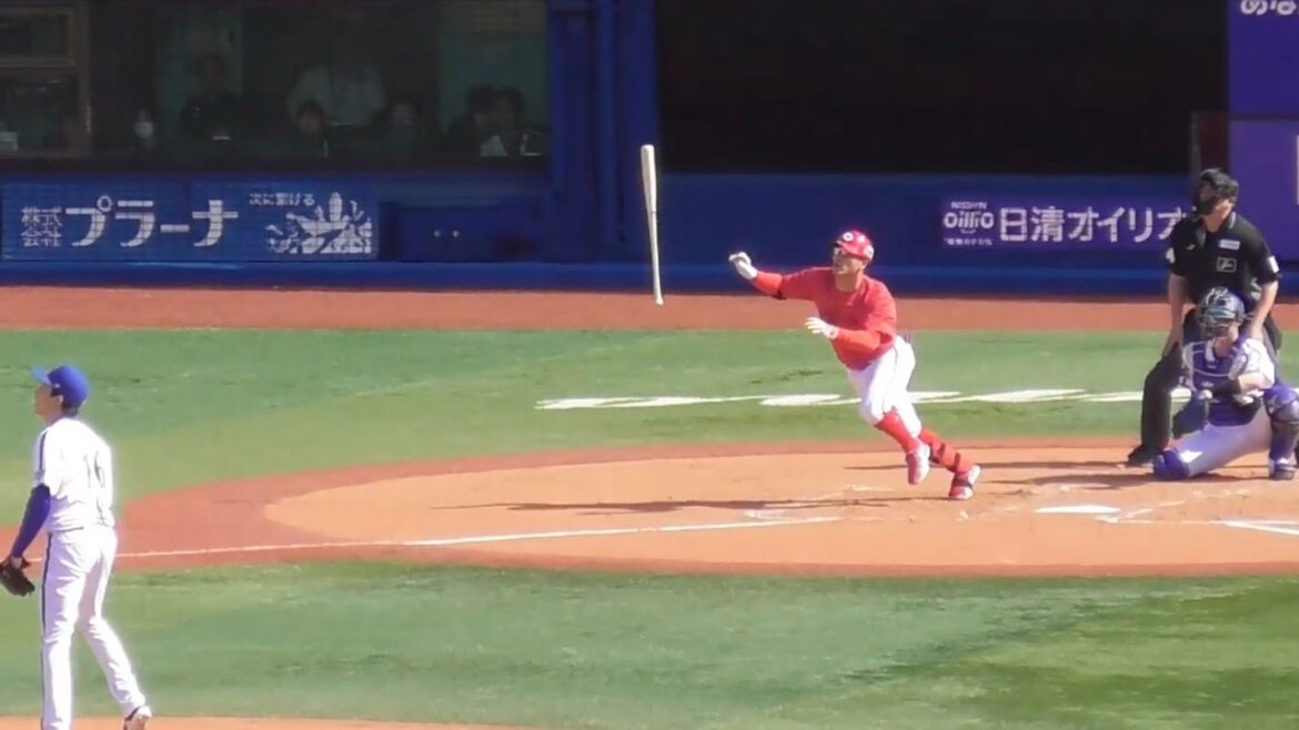 キター、スタメン起用に即一発回答の田中広輔！ライトスタンドへ第1号決勝ホームラン！ 2024年3月31日