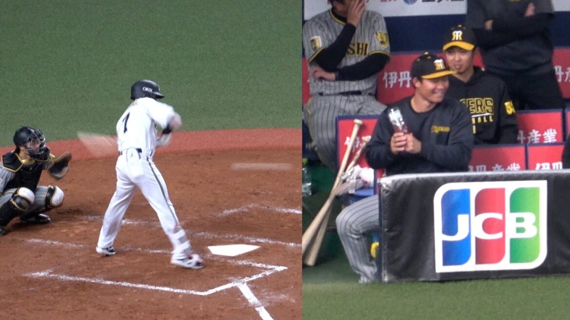 西川の変態打ちをマネする阪神・森下翔太