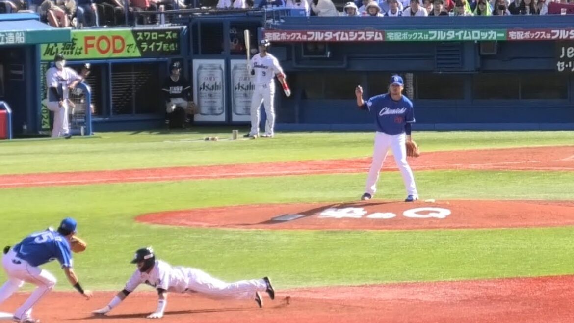 -2024.03.30-【NPB】３回裏 涌井クリロド 見事な連携プレイで2塁ランナーを刺す！中日ドラゴンズ（vs東京ヤクルト）