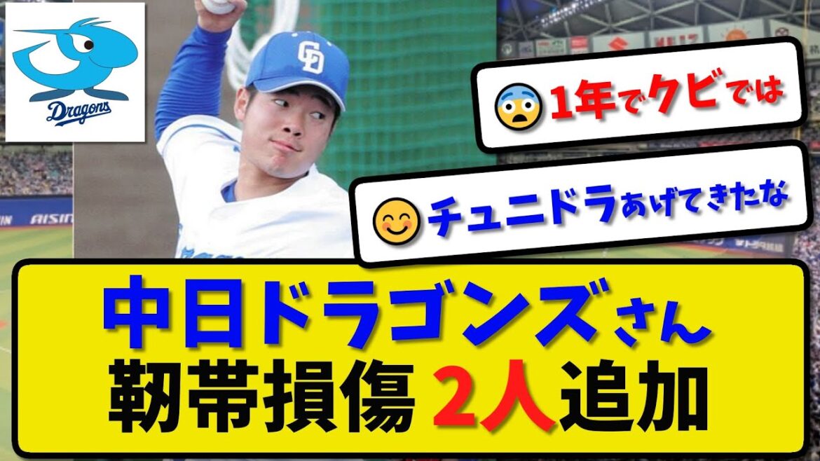 【靭帯損傷】中日ドラゴンズさん靭帯損傷 2人追加…7日に再度精密検査の予定【最新・反応集・なんJ・2ch】プロ野球