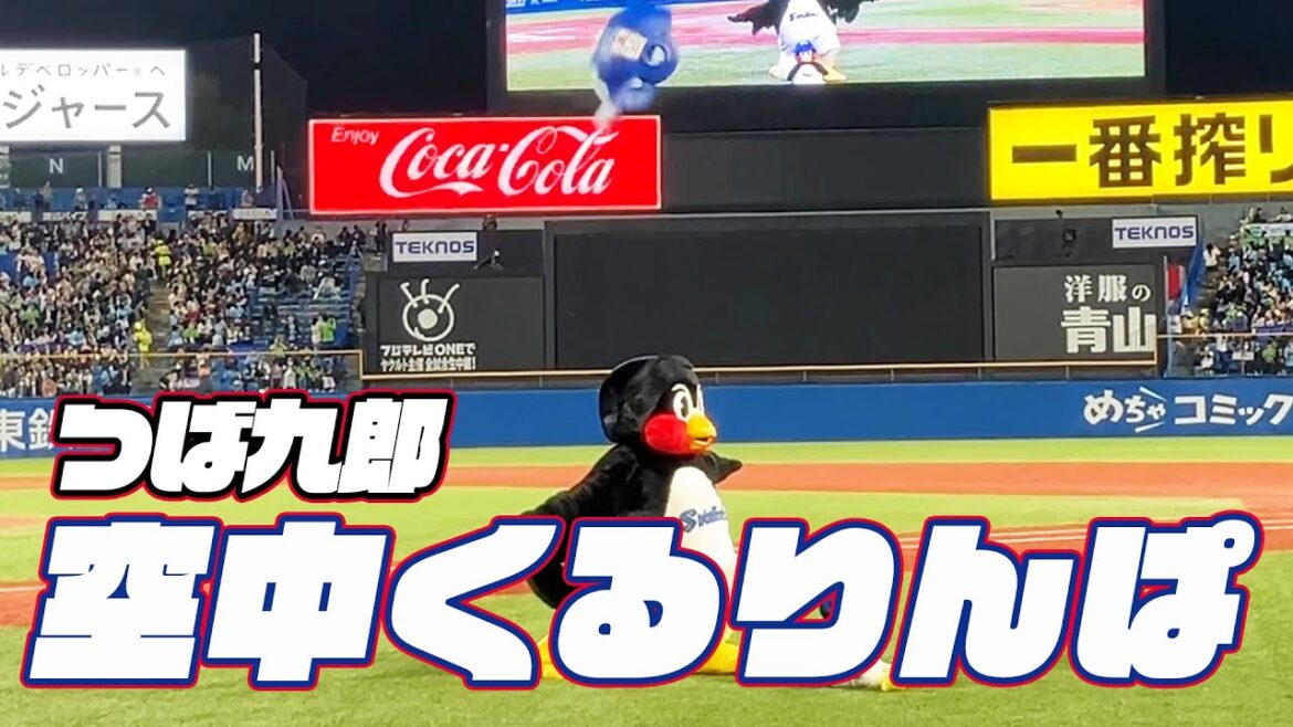 成功に近づいている！？つば九郎空中くるりんぱ｜2024年4月11日巨人戦（神宮球場）