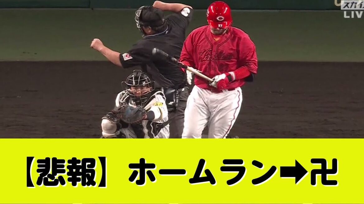 會澤、ホームラン判定から見逃し三振卍