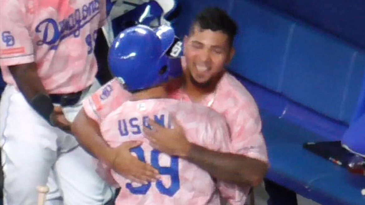 宇佐見真吾が逆転タイムリーを打った瞬間のドラゴンズベンチ　メヒアとの抱擁　とても嬉しそうな中田翔　中日ドラゴンズVS阪神タイガース　2024/04/13