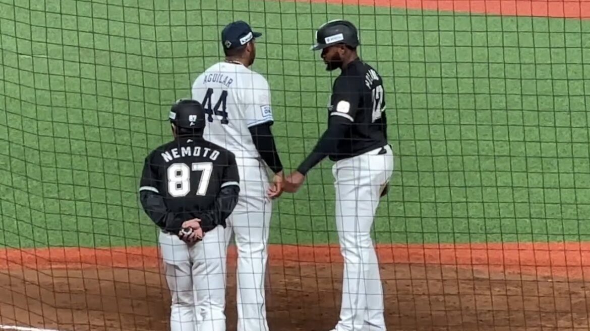 帰塁のたびにおしゃべり 仲が良さそうなポランコ🇩🇲とアギラー🇻🇪【西武vsロッテ】2024/4/10