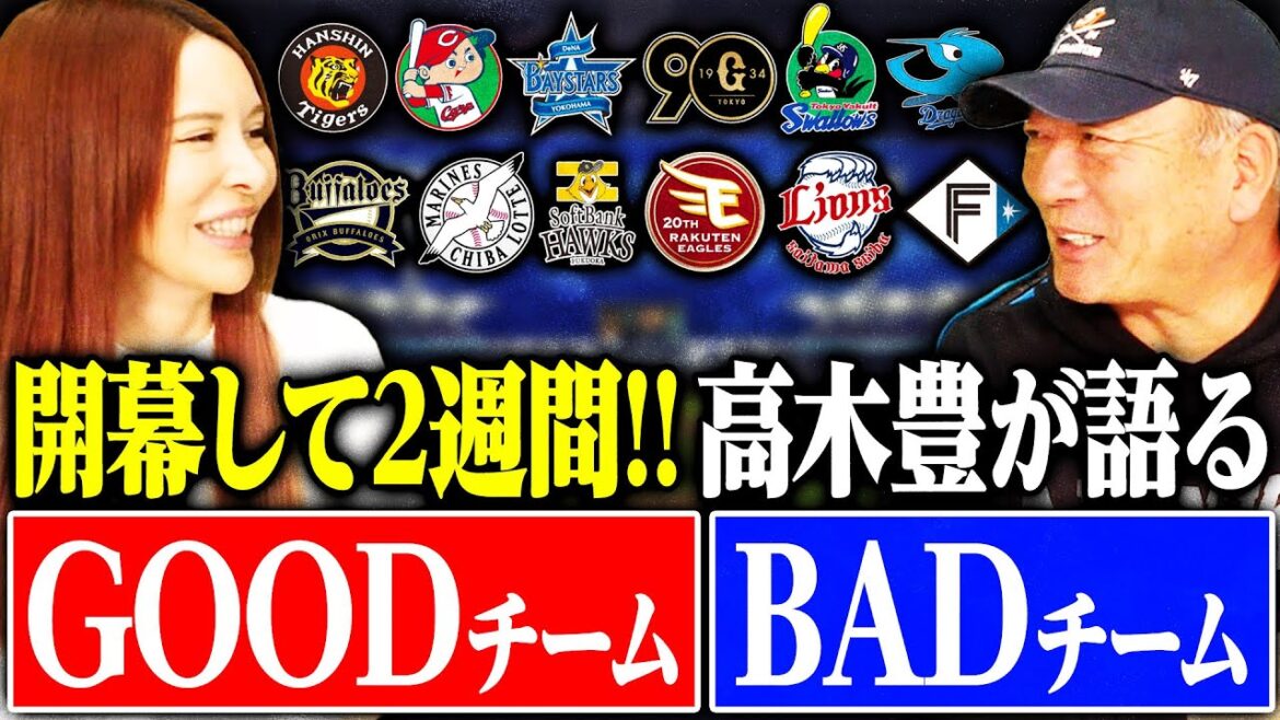 【開幕2週間の総評】阪神はどう？西武2位も「ここまでBADです。」中日5連勝でGOOD‼︎楽天は選手に課題が残る…高木豊が12球団を徹底評価します‼
