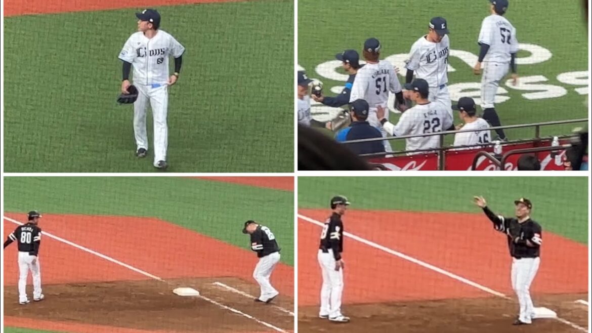 【満塁ホームラン】意気消沈気味にマウンドを降りる水上由伸と、意気揚々と守備につく山川穂高【西武2-11ソフトバンク】2024/4/13 【満塁ホームラン】意気消沈気味にマウンドを降りる水上由伸と、意気揚々と守備につく山川穂高【西武2-11ソフトバンク】2024/4/13