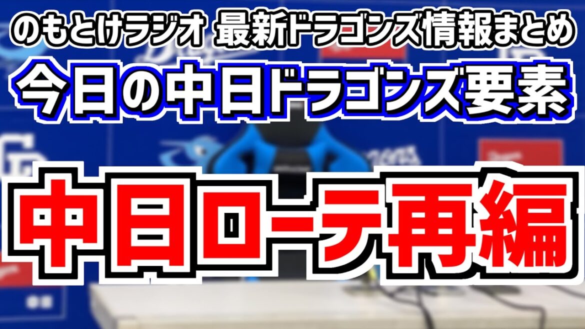 4月15日(月)　のもとけラジオ/今日の中日ドラゴンズ要素　中日ローテ再編 今週のヤクルト戦・阪神戦で先発するのは…、1軍昇格・支配下登録候補は？ファームの現状・成績、今後のスタメン・オーダーは？