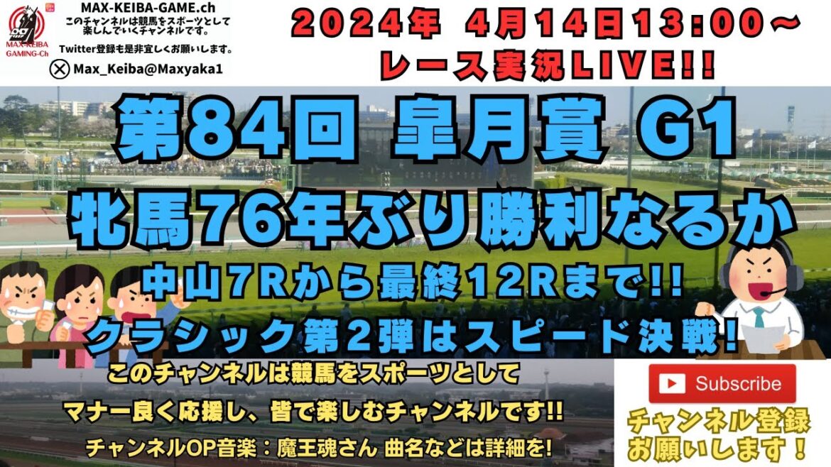 2024年4月14日 第84回 皐月賞 G1 他7R～最終レースまで実況ライブ