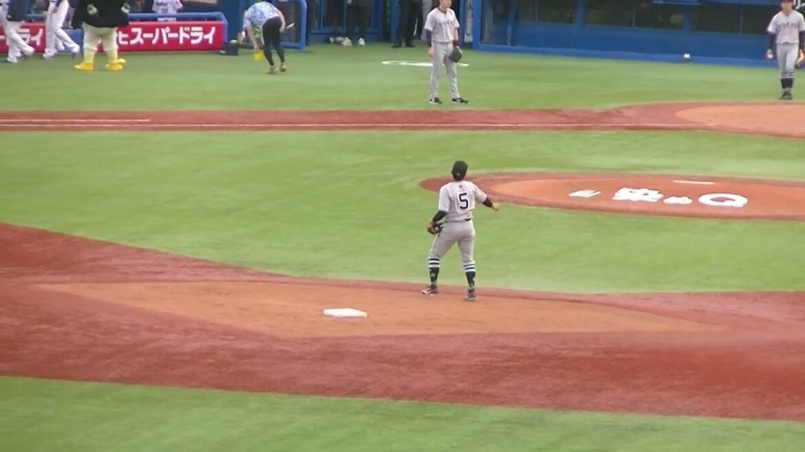 シートノック ショート門脇誠の動き（ヤクルトスワローズ対 読売ジャイアンツ2024年4月11日）