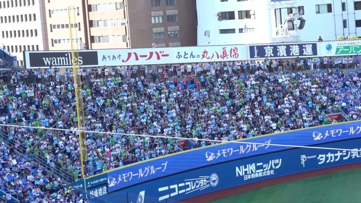 「チャンス川端→東京音頭」で盛り上がるレフトスタンド 川端慎吾の打席 2024/04/14 東京ヤクルトスワローズ ビジター席 横浜スタジアム