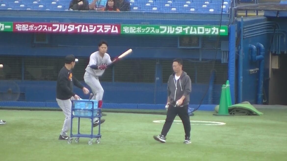 ひたすらバント練習する中山礼都（ヤクルトスワローズ対 読売ジャイアンツ2024年4月11日）