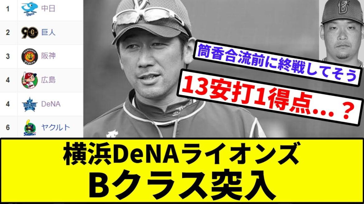 【マシンガン打線（1点）】横浜DeNAライオンズ、Bクラス突入【なんJ反応】【プロ野球反応集】【2chスレ】【1分動画】【5chスレ】【ベイスターズ】【阪神】【カープ】【ヤクルト】【巨人】【中日】