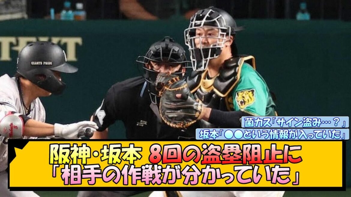 阪神・坂本 8回の盗塁阻止に「相手の作戦が分かっていた」【なんJ 反応 まとめ】