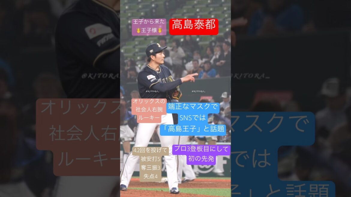 「王子からきた高島王子」オリックスの新イケメン投手・高島泰都