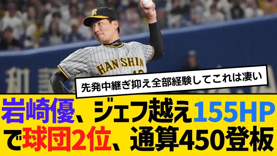 阪神・岩崎優、「JFK」のジェフ越え155HPで球団2位、通算450試合登板　【2ch】【5ch】【反応】