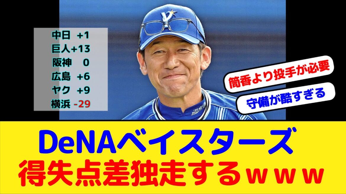 横浜DeNAベイスターズ 得失点差独走するｗｗｗ