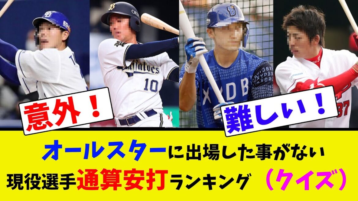 オールスターに出場した事がない現役選手通算安打ランキング(クイズ)【ネット反応集】 オールスターに出場した事がない現役選手通算安打ランキング(クイズ)【ネット反応集】
