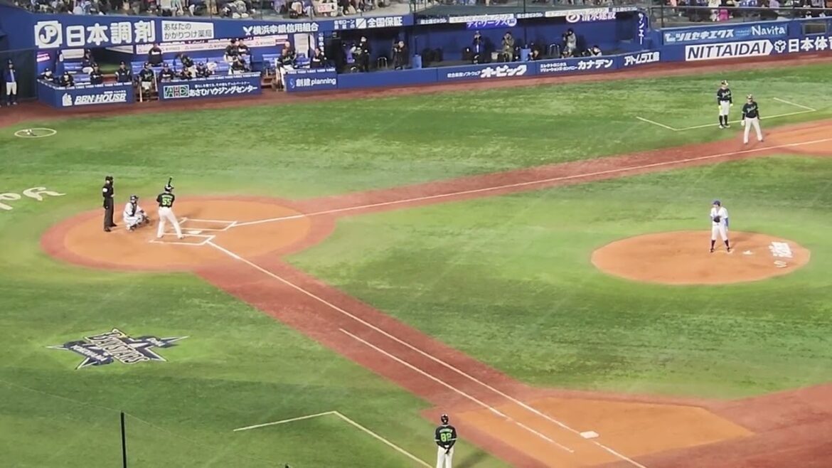 4月12日横浜スタジアム 横浜DeNAベイスターズvs東京ヤクルトスワローズ 東克樹投手vs村上宗隆選手 第三打席 一発出れば同点の場面