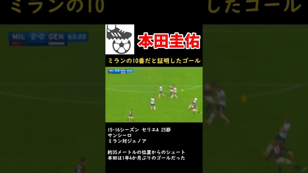 本田圭佑、自分がミランの10番だと証明したゴール #shorts　#サッカー